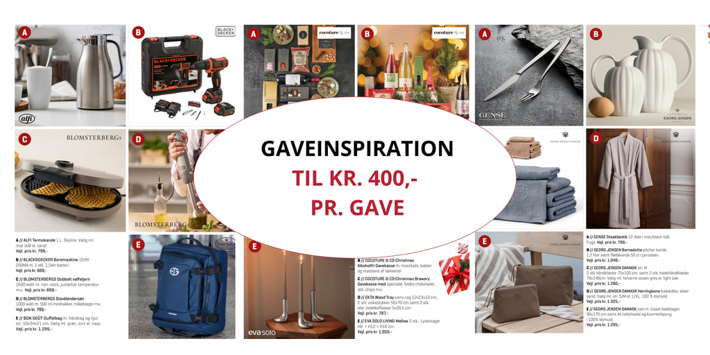 Gaveinspirationer til 400,- i julegavekatalog 2025