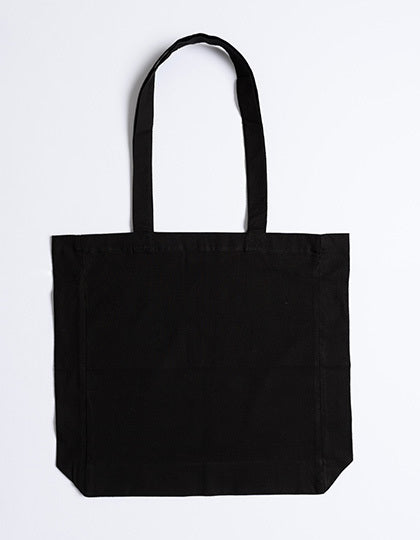 Cotton bag with sidefold, long handles