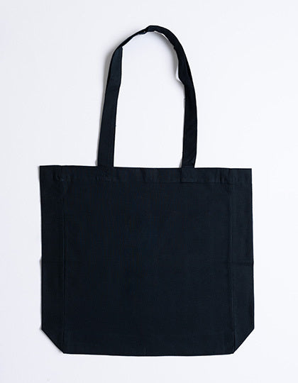 Cotton bag with sidefold, long handles