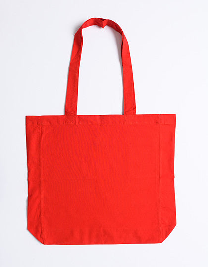 Cotton bag with sidefold, long handles